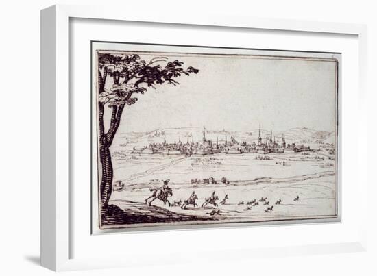 Nancy in the Distance: Harriers Pursuing a Hare-Jacques Callot-Framed Giclee Print