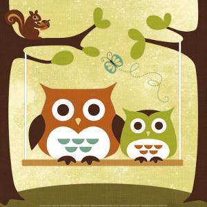 Two Owls on Swing