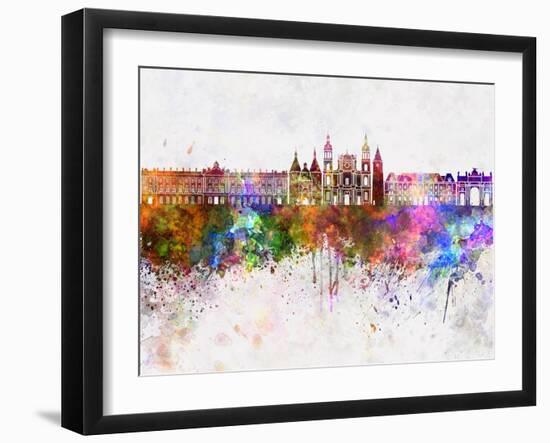 Nancy Skyline in Watercolor Background-paulrommer-Framed Art Print