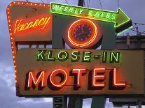 Klose-In Motel Sign Lights as Night Falls, Seattle, Washington, USA-Nancy & Steve Ross-Photographic Print