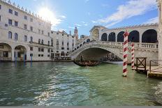 A gondolier rowing under Rialto Bridge in Venice, UNESCO World Heritage Site, Veneto, Italy, Europe-Nando Machado-Framed Photographic Print