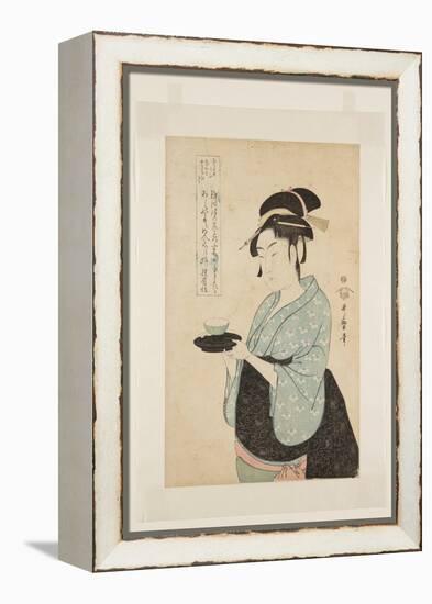 Naniwaya Okita (Colour Woodblock Print)-Kitagawa Utamaro-Framed Premier Image Canvas