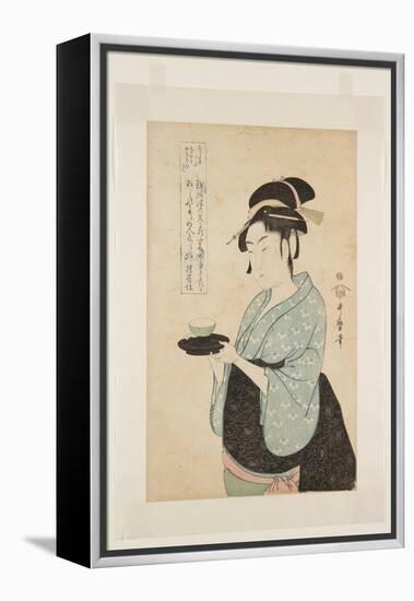 Naniwaya Okita (Colour Woodblock Print)-Kitagawa Utamaro-Framed Premier Image Canvas