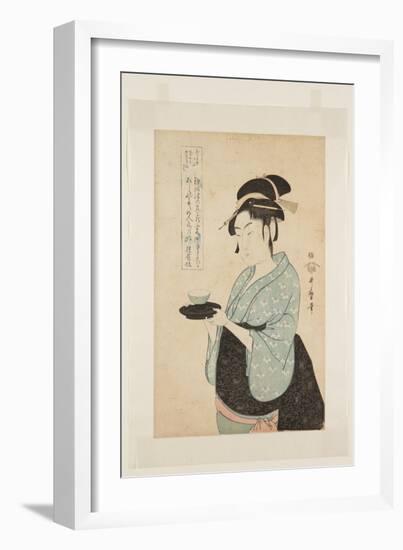 Naniwaya Okita (Colour Woodblock Print)-Kitagawa Utamaro-Framed Giclee Print