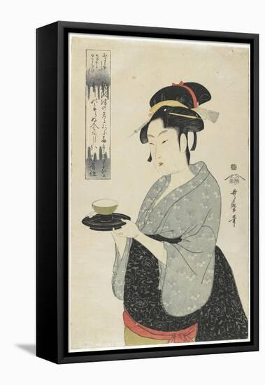 Naniwaya Teahouse Waitress Okita, C. 1793-Kitagawa Utamaro-Framed Premier Image Canvas