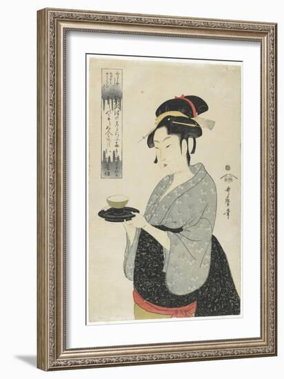 Naniwaya Teahouse Waitress Okita, C. 1793-Kitagawa Utamaro-Framed Giclee Print