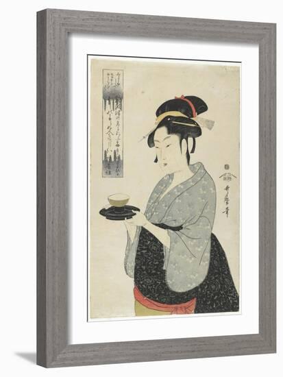 Naniwaya Teahouse Waitress Okita, C. 1793-Kitagawa Utamaro-Framed Giclee Print