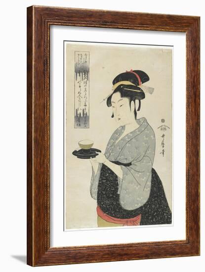 Naniwaya Teahouse Waitress Okita, C. 1793-Kitagawa Utamaro-Framed Giclee Print