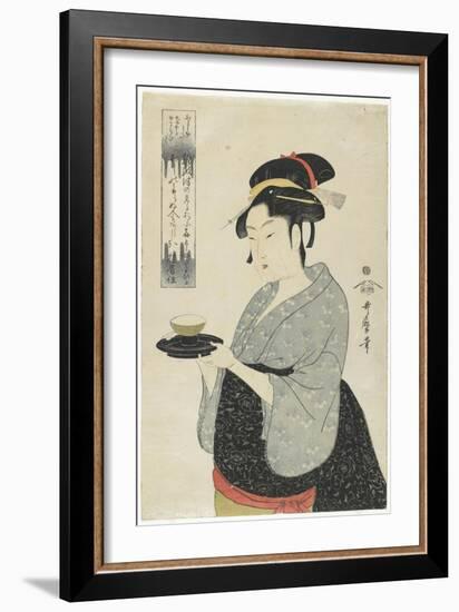 Naniwaya Teahouse Waitress Okita, C. 1793-Kitagawa Utamaro-Framed Giclee Print