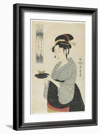 Naniwaya Teahouse Waitress Okita, C. 1793-Kitagawa Utamaro-Framed Giclee Print