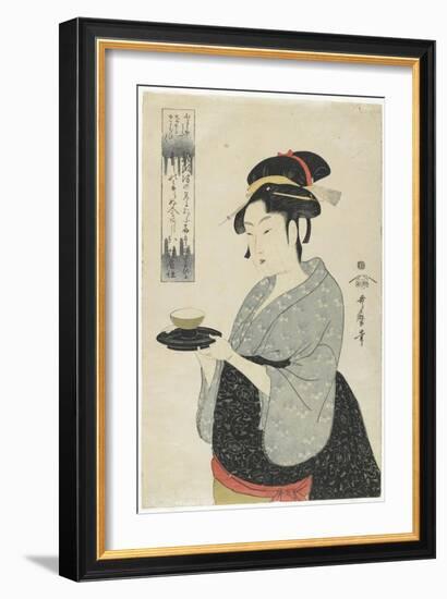 Naniwaya Teahouse Waitress Okita, C. 1793-Kitagawa Utamaro-Framed Giclee Print