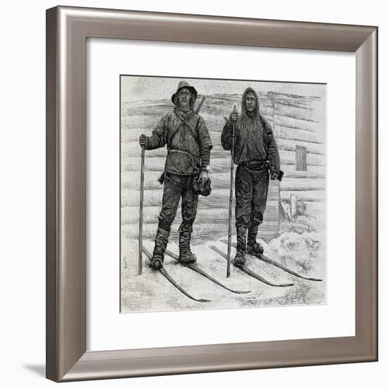 Nansen and Johansen at Cape Flora, Engraving from the Report of the Fram Expedition of 1893-1896-Fridtjof Nansen-Framed Giclee Print