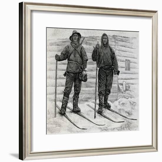 Nansen and Johansen at Cape Flora, Engraving from the Report of the Fram Expedition of 1893-1896-Fridtjof Nansen-Framed Giclee Print