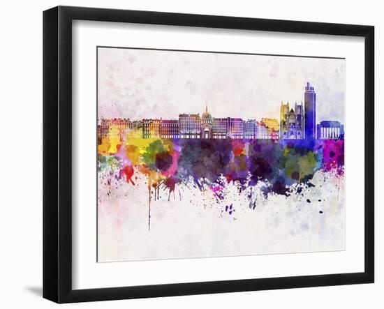 Nantes Skyline in Watercolor Background-paulrommer-Framed Art Print