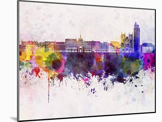Nantes Skyline in Watercolor Background-paulrommer-Mounted Art Print