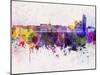 Nantes Skyline in Watercolor Background-paulrommer-Mounted Art Print