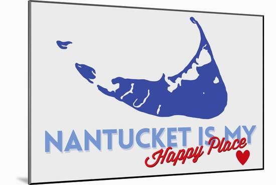 Nantucket, Massachusetts - Blue and Red - Happy Place Heart Design-Lantern Press-Mounted Art Print