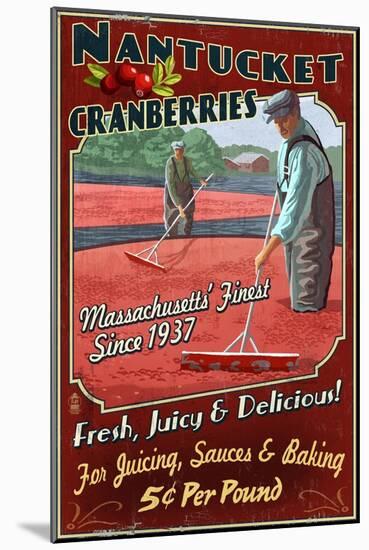 Nantucket, Massachusetts - Cranberry Farm-Lantern Press-Mounted Art Print