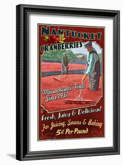 Nantucket, Massachusetts - Cranberry Farm-Lantern Press-Framed Art Print