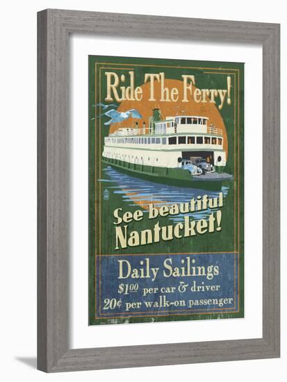 Nantucket, Massachusetts - Ferry Ride-Lantern Press-Framed Art Print