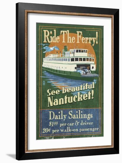 Nantucket, Massachusetts - Ferry Ride-Lantern Press-Framed Art Print