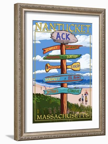 Nantucket, Massachusetts - Sign Destinations-Lantern Press-Framed Art Print