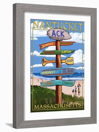 Nantucket, Massachusetts - Sign Destinations-Lantern Press-Framed Art Print