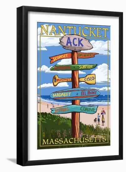 Nantucket, Massachusetts - Sign Destinations-Lantern Press-Framed Art Print