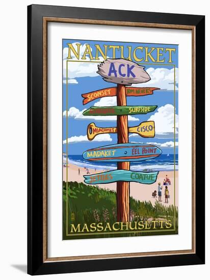 Nantucket, Massachusetts - Sign Destinations-Lantern Press-Framed Art Print