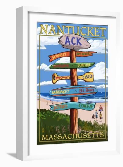 Nantucket, Massachusetts - Sign Destinations-Lantern Press-Framed Art Print