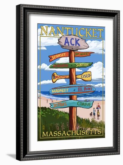 Nantucket, Massachusetts - Sign Destinations-Lantern Press-Framed Art Print