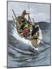 Nantucket Sleigh-Ride in Which a Longboat Is Pulled by a Harpoon Line Lodged in a Whale-null-Mounted Giclee Print