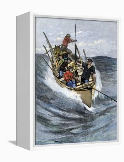 Nantucket Sleigh-Ride in Which a Longboat Is Pulled by a Harpoon Line Lodged in a Whale-null-Framed Premier Image Canvas