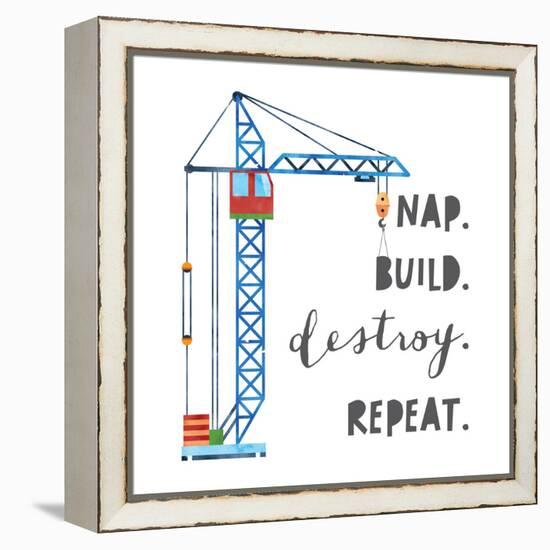Nap Build Destroy Repeat V2-Jennifer McCully-Framed Stretched Canvas