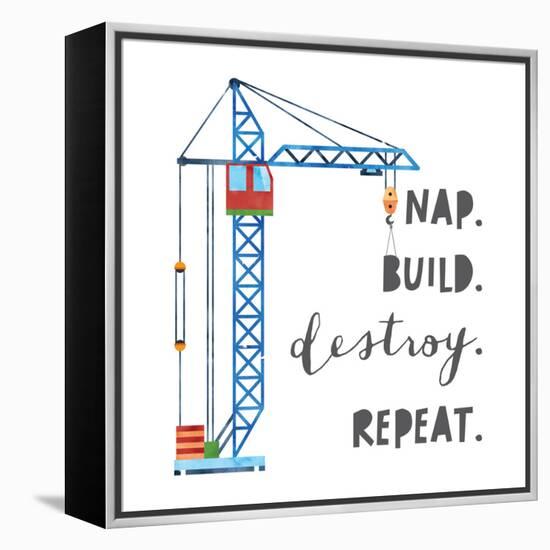 Nap Build Destroy Repeat V2-Jennifer McCully-Framed Stretched Canvas