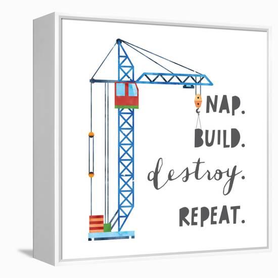 Nap Build Destroy Repeat V2-Jennifer McCully-Framed Stretched Canvas