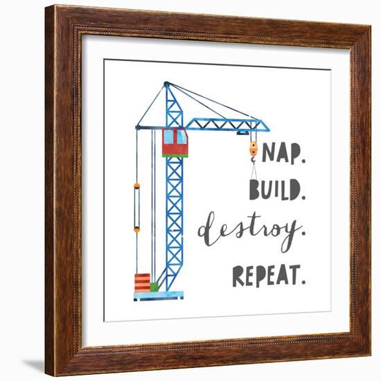 Nap Build Destroy Repeat V2-Jennifer McCully-Framed Art Print