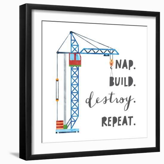 Nap Build Destroy Repeat V2-Jennifer McCully-Framed Art Print