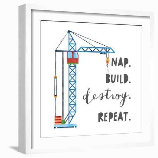 Nap Build Destroy Repeat V2-Jennifer McCully-Framed Art Print