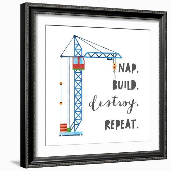 Nap Build Destroy Repeat V2-Jennifer McCully-Framed Art Print