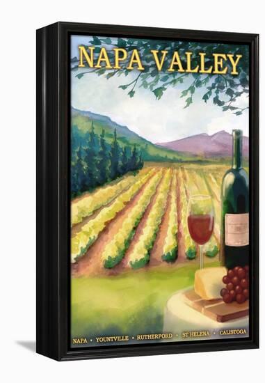 Napa Valley, California Wine Country-Lantern Press-Framed Stretched Canvas