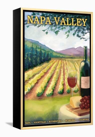 Napa Valley, California Wine Country-Lantern Press-Framed Stretched Canvas