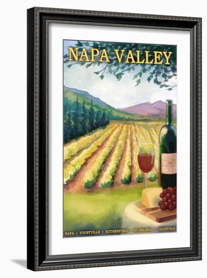 Napa Valley, California Wine Country-Lantern Press-Framed Art Print