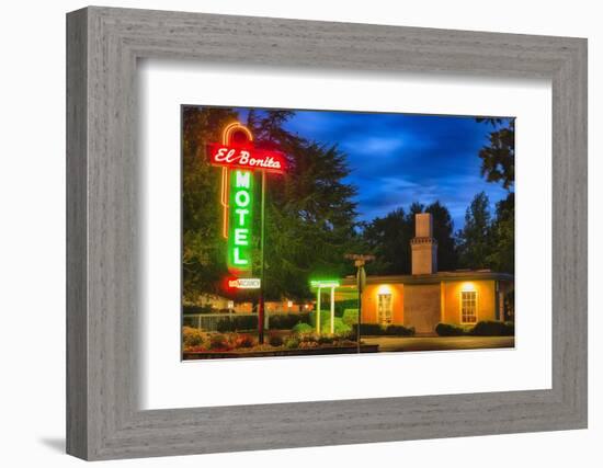 Napa Valley Motel Neon Sign-George Oze-Framed Photographic Print