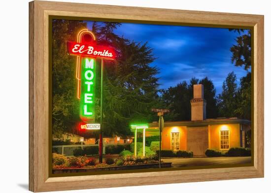 Napa Valley Motel Neon Sign-George Oze-Framed Premier Image Canvas