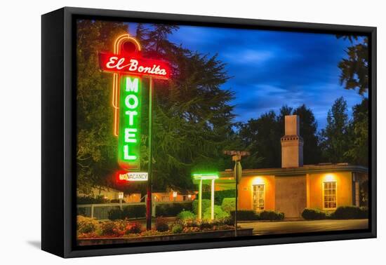 Napa Valley Motel Neon Sign-George Oze-Framed Premier Image Canvas