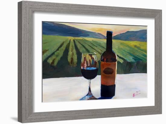 Napa Valley Wine Bottle with Red Wine-Markus Bleichner-Framed Art Print