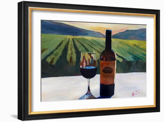 Napa Valley Wine Bottle with Red Wine-Markus Bleichner-Framed Art Print