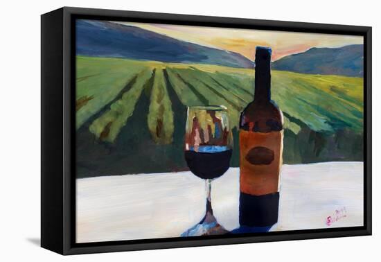 Napa Valley Wine Bottle with Red Wine-Markus Bleichner-Framed Stretched Canvas