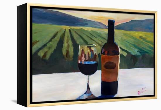 Napa Valley Wine Bottle with Red Wine-Markus Bleichner-Framed Stretched Canvas